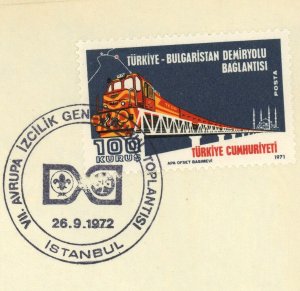 #1892 Turkey Bulgaria Railroad 100k Postage FDC 1972 First Day Cover Trains