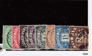 GREAT BRITAIN # J1-J8  VF-USED 1/2-5p,1sh 1914-1924 POSTAGE DUE CAT VALUE $37