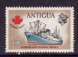Antigua-Sc#254- id2-used 75c Federal Maple-Ships-1970-
