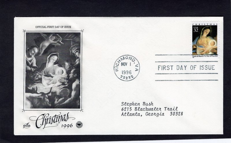 3107 Christmas, FDC ArtCraft/PCS addressed