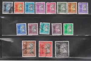 HONG KONG Scott 630//651e Used Part Set Of QEII Definitives CV $25.00