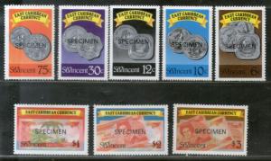 St. Vincent 1987-89 Eastern Caribbean Currencies Coins & Bank Note on Stamp ...