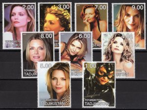 Tadjikistan 2001 MICHELLE PFEIFFER - CATWOMAN - AMERICAN ACTRESS Set (9) MNH