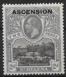 ASCENSION SG4a 1922 2d BLACK & GREY LINE THRU POSTAGE VAR MTD MINT (r)