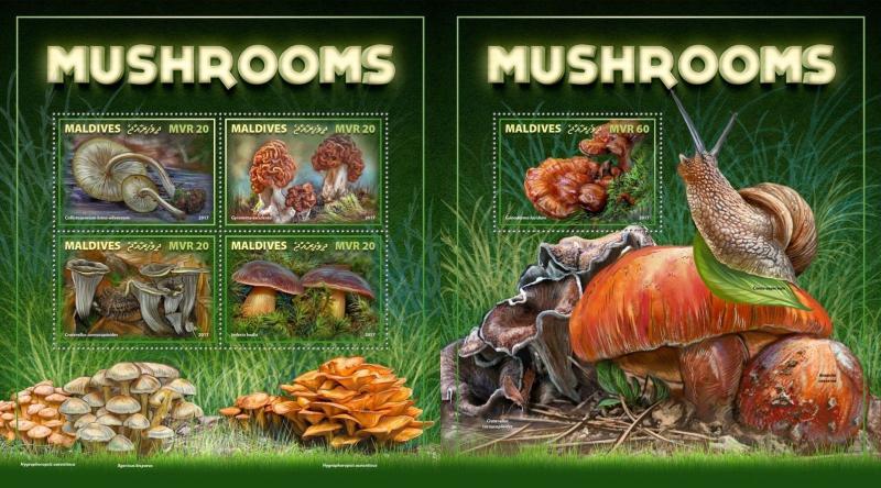 Z08 MLD171001ab Maldives 2017 Mushrooms MNH ** Postfrisch