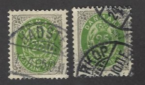 Denmark SC#50 & 50a Used F-VF SCV$46.50...nice bargain!!