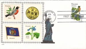 #2001 Wisconsin Birds - Flowers Ries FDC