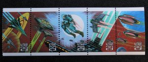 US #2741-45 29c Space Fantasy strip of 5 1993 XF M/NH
