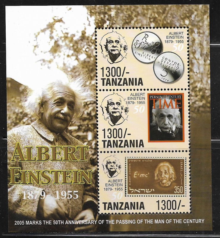 TANZANIA  2391 MNH SHEET OF 3 ALBERT EINSTEIN 1879-1955