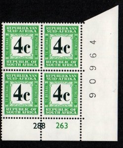 South Africa # J63 Plate Block MNH