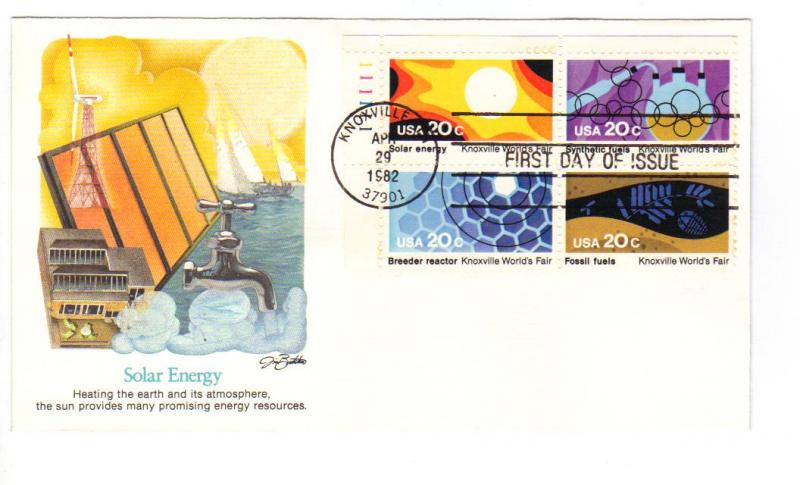 US 2006-2009 20c Knoxville World's Fair pl# blk4 FDC Fleetwood Cachet ECV $12.50