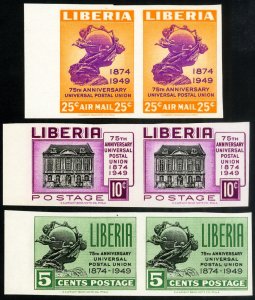 Liberia Stamps # 330-1+C67 MNH XF Imperforate Pairs