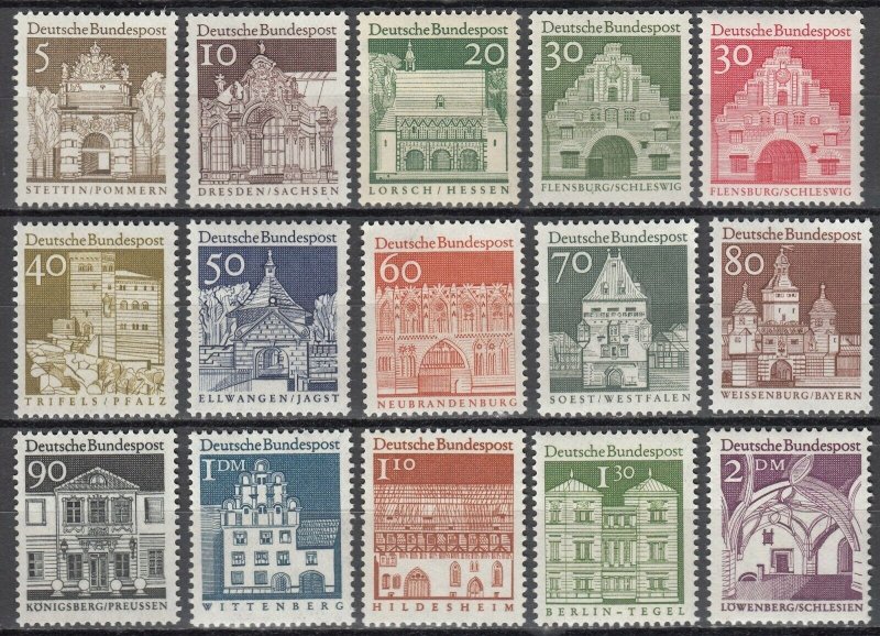 Germany 1966 MNH Stamps Scott 936-951 Definitives Architecture Medieval Monument