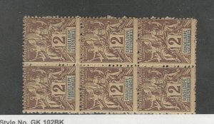 Guadeloupe, Postage Stamp, #28 Block Mint NH, 1892, JFZ