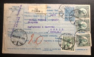 1921 Zagreb Yugoslavia Stationery Parcel receipt Cover To  Ohrid Serbia