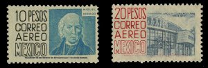 Mexico #C197-198 Cat$103.50, 1952 Airpost, 10p and 20p, never hinged