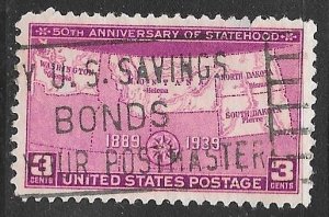 USA 858: 3c North and South Dakota, Montana and Washington, used, VF