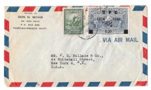 Haiti Airmail Cover to US New York 1951 Scott 374 388 UPU .20 c Overprint