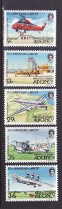 Alderney-Sc#18-22-unused NH set-Airport anniversary-id2-1985-