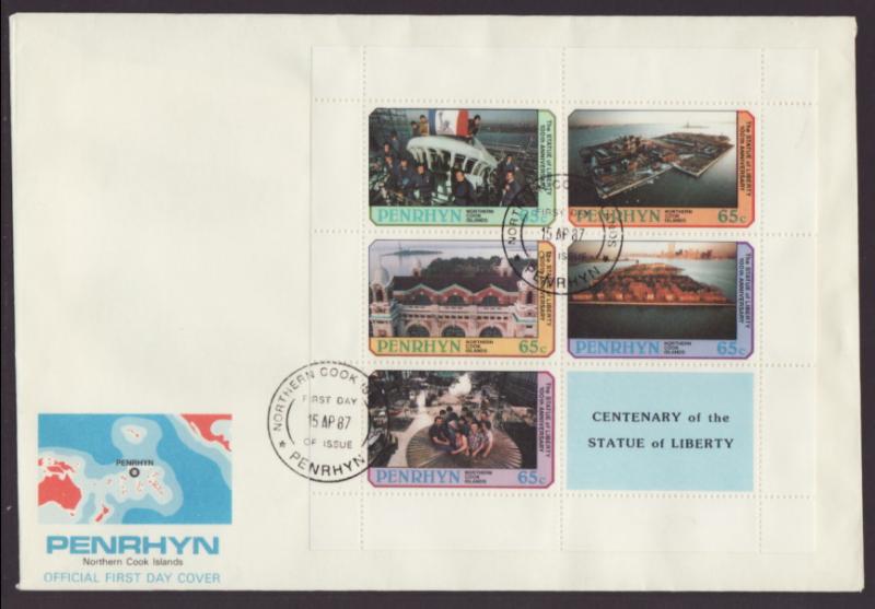 Penrhyn Island 350-351 Statue of Liberty S/2 U/A FDC