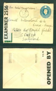 Great Britain. WWII. 1941 Stationery, Censor, 2 1/2P + Uprated.1/2D. Adr: Switz