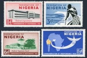 Nigeria 97-100,MNH.Michel 88-91. Commemoration of Independence,1960.Bird,map. 