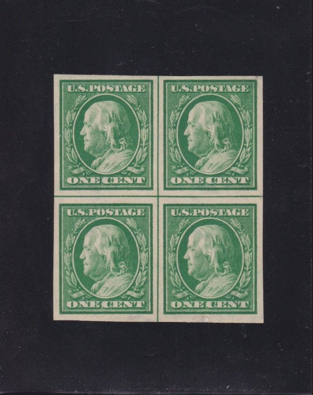 US 383 1c Franklin Mint Centerline Block of 4 VF-XF OG H SCV $27.50