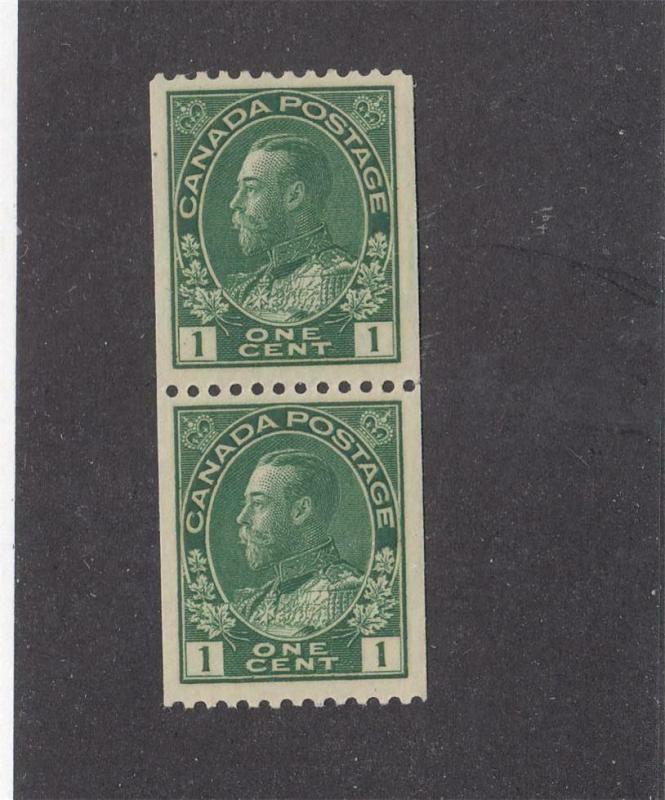 CANADA (MK1304) # 131 VF-MNH  1cts  KGV ADMIRAL COIL PAIR /GREEN CAT VALUE $50