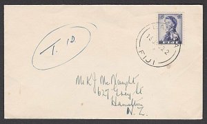 FIJI 1960 cover to New Zealand - ex LABASA - Mss tax marking................R589