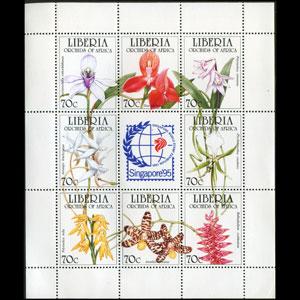 LIBERIA 1995 - Scott# 1186 Sheet-Orchids NH