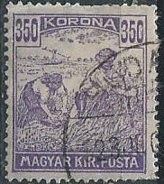 Hungary 360 (used, paper on back) 350f harvesting, vio (1923)