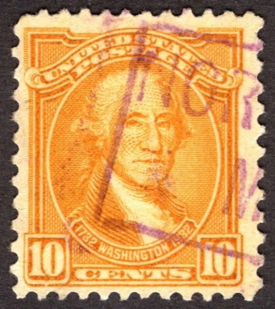 1932, US 10c, George Washington, Used, purple cancel, Sc 715