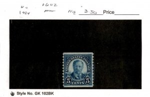 United States Postage Stamp, #602 Mint NH, 1924 Roosevelt (AB)