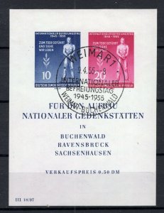 GERMANY DDR 1955 DEMOCRATIC REPUBLIC SCOTT 237a KZ CAMP MEMORIAL SHEET FD USED