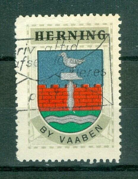 Denmark. Poster Stamp 1940/42  Cancel. Town  Herning. Coats Of Arms. Bird,Wall.
