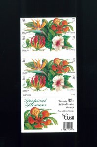 United States 33¢ Tropical Flowers Postage Stamp #3310 MNH Full Booklet