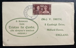 1937 Tristan Da Cunha Souvenir cover To England Empires Loneliest OutPost