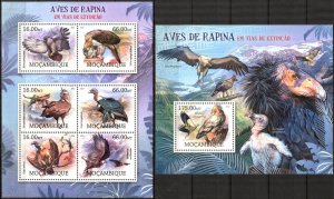 Mozambique 2012 Extinct Birds (8) Raptors Sheet + S/S MNH