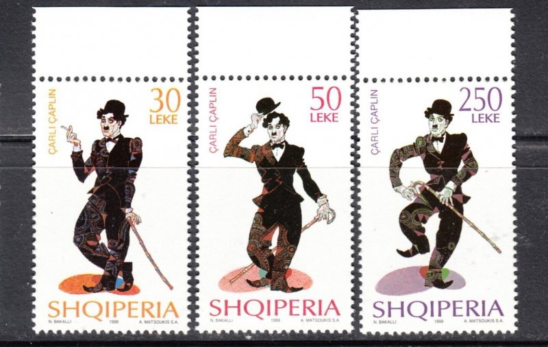 Albania Sc 2597a NH booklet strip of 1999 - Charlie Chaplin
