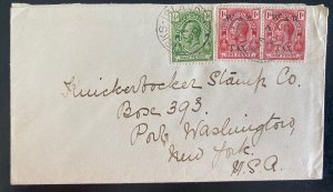 1920 Turks & Caicos Island War Tax Stamp Cover To Port Washington NY Usa