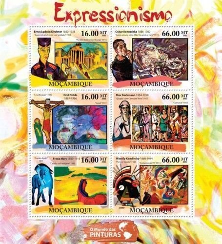Mozambique MNH S/S Expressionism Art 2011 6 Stamps
