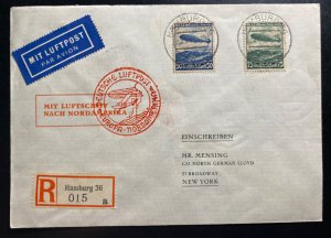 1936 Hamburg Germany Hindenburg Zeppelin LZ129 Airmail cover to New York USA