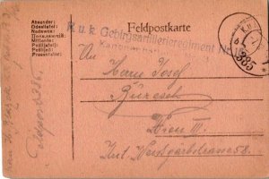 Austria Soldier's Free Mail c1917 K. und K. Feldpostamt 385 Feldpostcard to W...