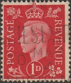Great Britain #236 1937 1d Scarlet KGVI Head USED-VF-H.