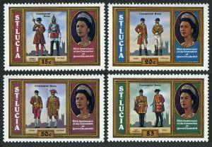 St Lucia 438-442, MNH. Mi 436-439, Bl.15. QE II Coronation, 25. Dress uniforms.