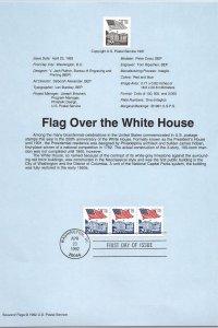 USPS SOUVENIR PAGE FLAG OVER THE WHITE HOUSE 29c STRIP OF (3) 1992