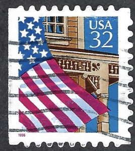 United States #2921 32¢ Flag over Porch (1996). Booklet single. Red 1996. Used.