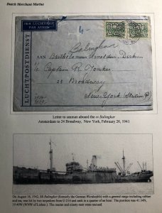 1941 Amsterdam Netherlands Censored Cover To Dutch Merchant Marine In NY USA