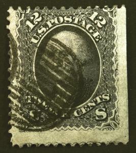 U.S. #69 12c Black 1861 Used Amazingly Fresh CV $120