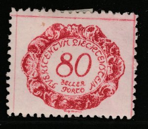 Liechtenstein Postage Due 1920 80h MH* Stamp A21P15F5209-